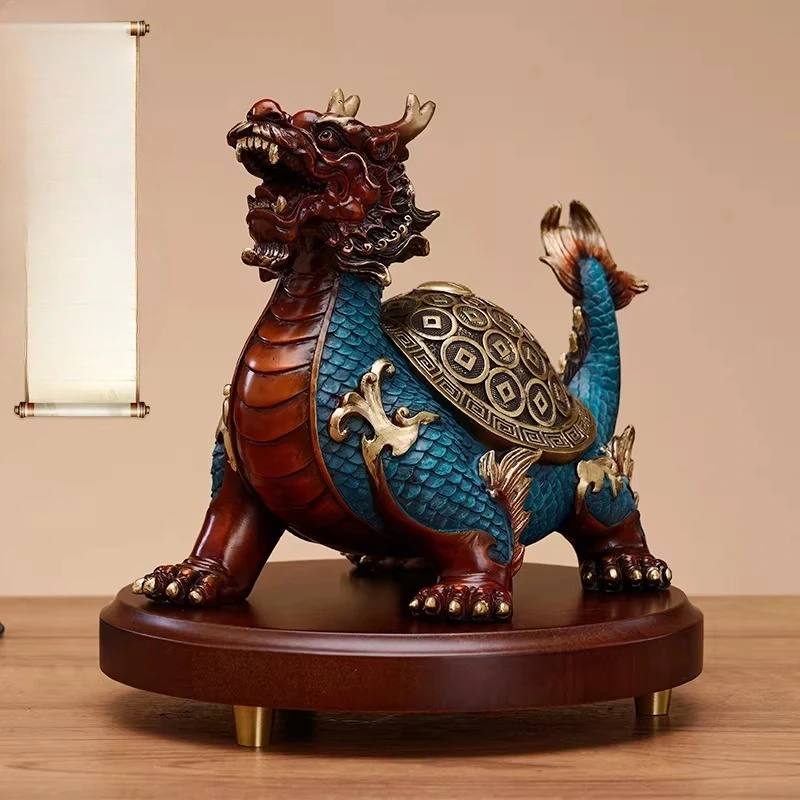 All-copper dragon turtle ornament lucky dragon turtle ornament town house home