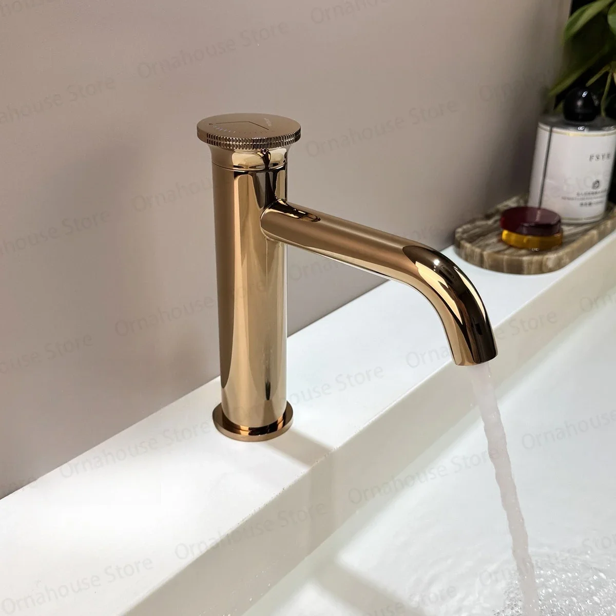 Creative Dial Style All Copper Mechanical Faucet for Household Countertop Sink Design