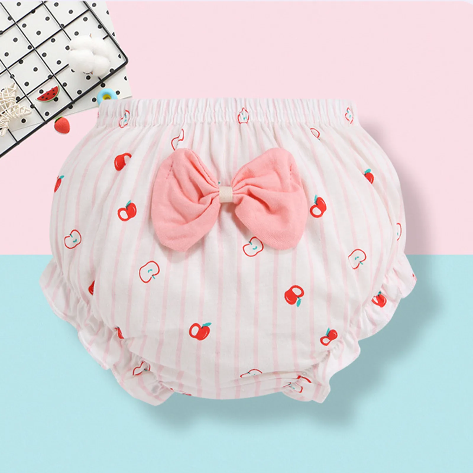 Rosa Baby Kleinkinder Mädchen niedlichen Baumwolle Bloomers Cartoon Print Bowknot kurze Crawl Unterwäsche Komfort Höschen