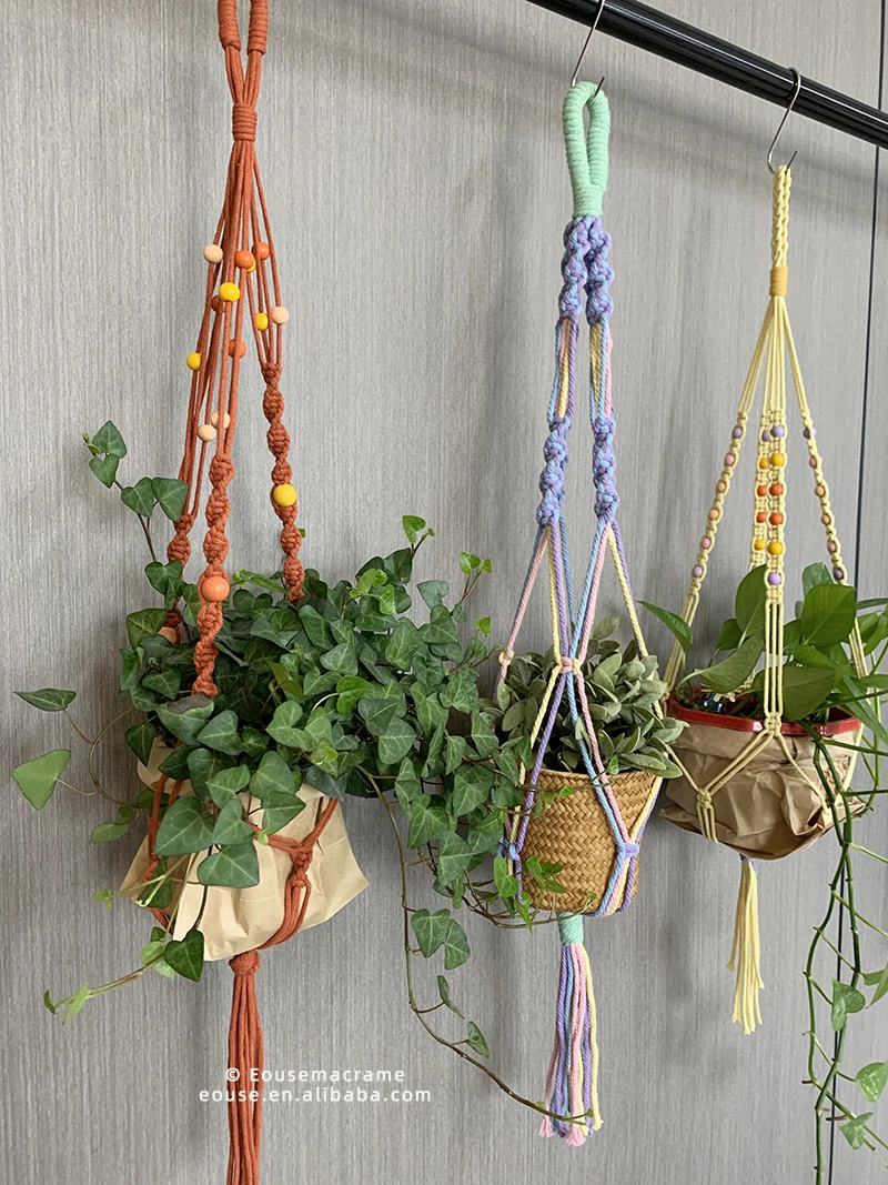 

Braided rope bracket flower pot rack flower pot hanger plant hanger cotton pot string hanging basket