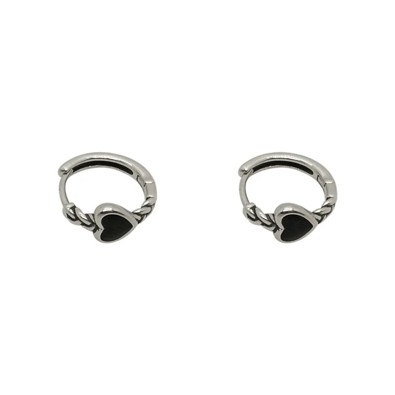 XIYANIKE – boucles d\'oreilles noires en forme de cœur pour femme et fille, bijoux de luxe, tendance, cadeau de fête