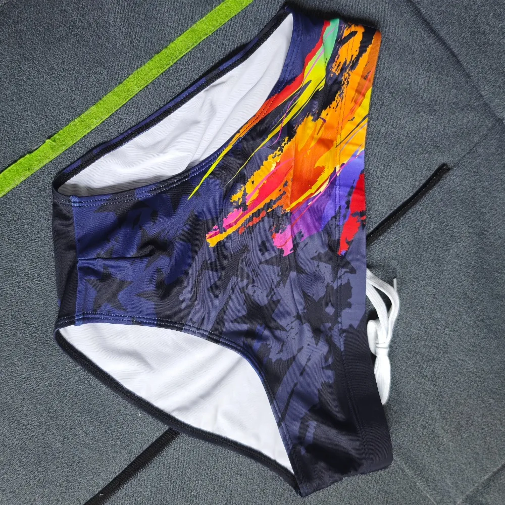 Professional swimming trunks youth training men's swimming trunks fashion printed European and American briefs 10062