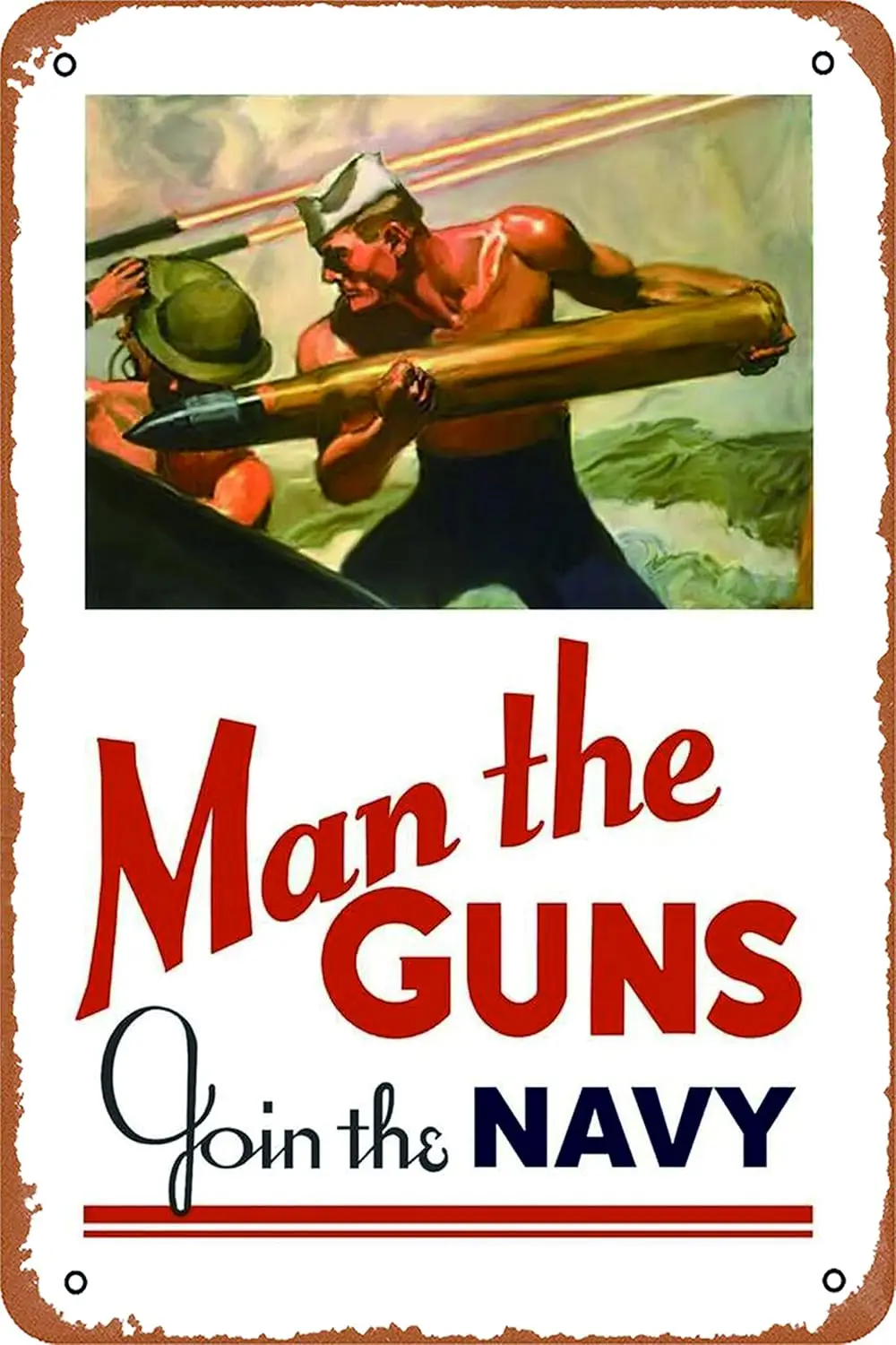 Man The Guns Join The Navy Vintage World War II Reprint Cubicle Locker Mini Metal Tin Signs Room Stuff Wall Decor Sign 8x12 sign