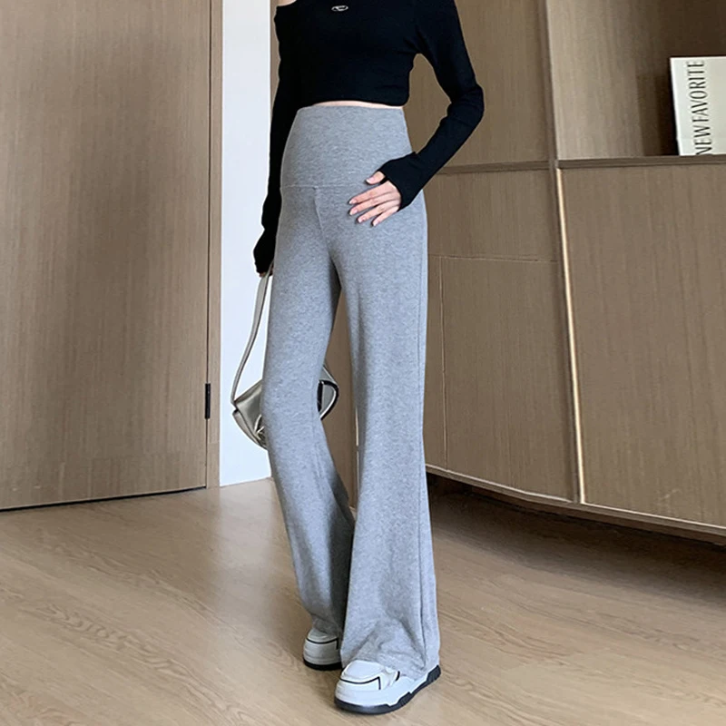 Spring Summer Casual Draped High Waist Belly Support Maternity Pants Thin Loose Wide Leg Outer Wear Pregnant Women Trousers