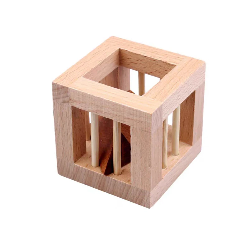 

Клетка для квартиры, треугольная деревянная головоломка, куб-головоломка, логическое обучение IQ, развивающие игрушки для детей, подростков, взрослых