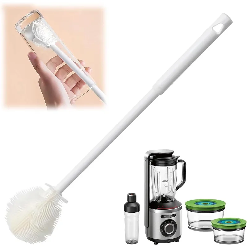 Silicone Bottle Brush, 2026 New 360° Flexible Soft Bristle Water Brush with Long Handle, Cup Lid Cleaning Brush for Narrow Neck Containers, Sports Bottle, Tumblers, Flask, Glassware (1 Pcs)