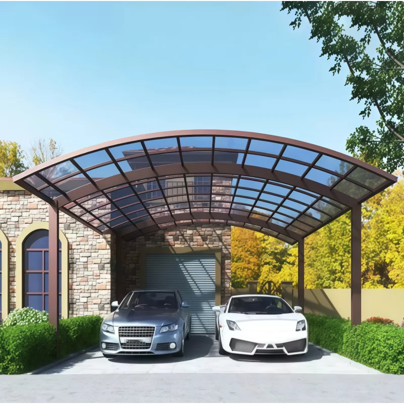 Luxurious Outdoor Large Sized Carport Anti Rust Treatment Aluminum Alloy Frame Acrylic Car Parking Arched Rainproof Car Shelter