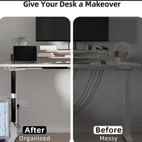 1pc PVC Desk Cable Tray Cable Management Under Desk Channel Cable Raceway Cord Hider No Drilling for Home Office Wire Organizer 3