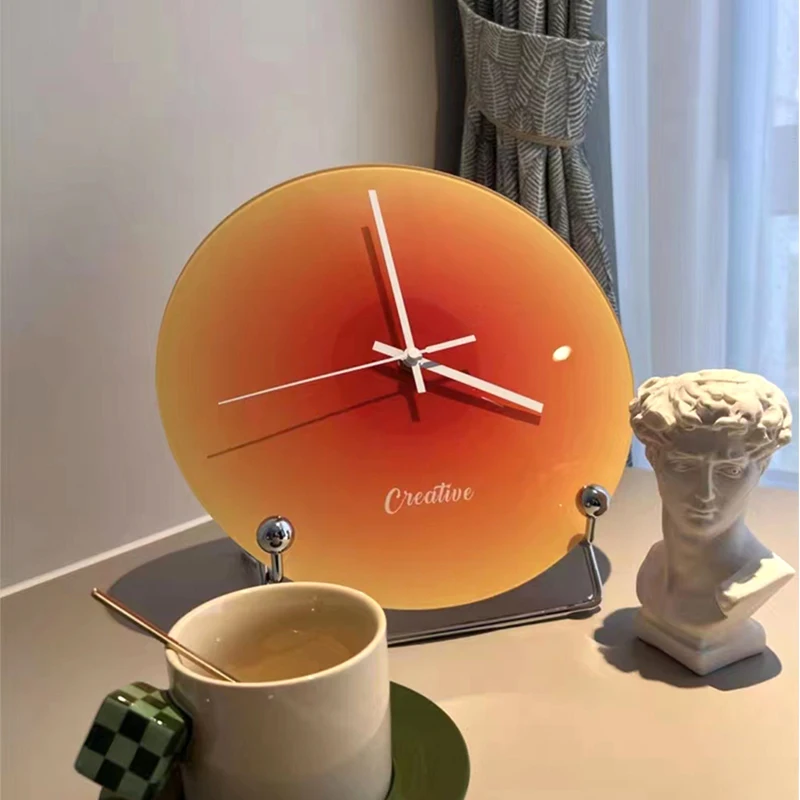 11.8 Inch Nordic INS Sunset Wall Clock Modern Light Luxury Home Decoration Living Room Bedroom Creative Simple Mute Glass Clock