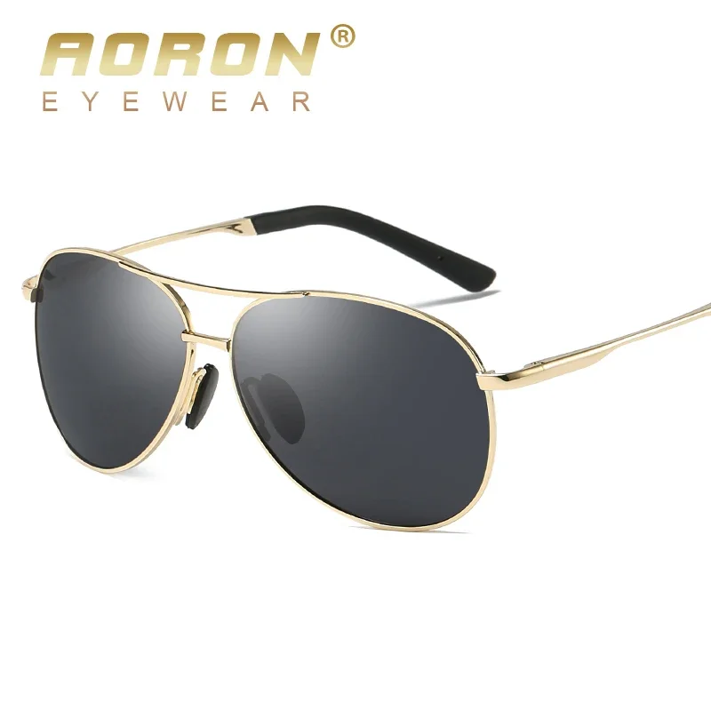 AORON New Polarized Men Sunglasses Classic Pilot Driving Sun Glasses Metal Frame Mirror Lens Sunglasses Men/Women