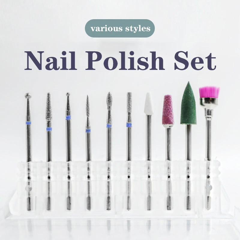 

10Pcs, Tungsten Steel Nail Polish Polishing Head Set, Russian Nail Polish Remover, Removing Machine Accessories
