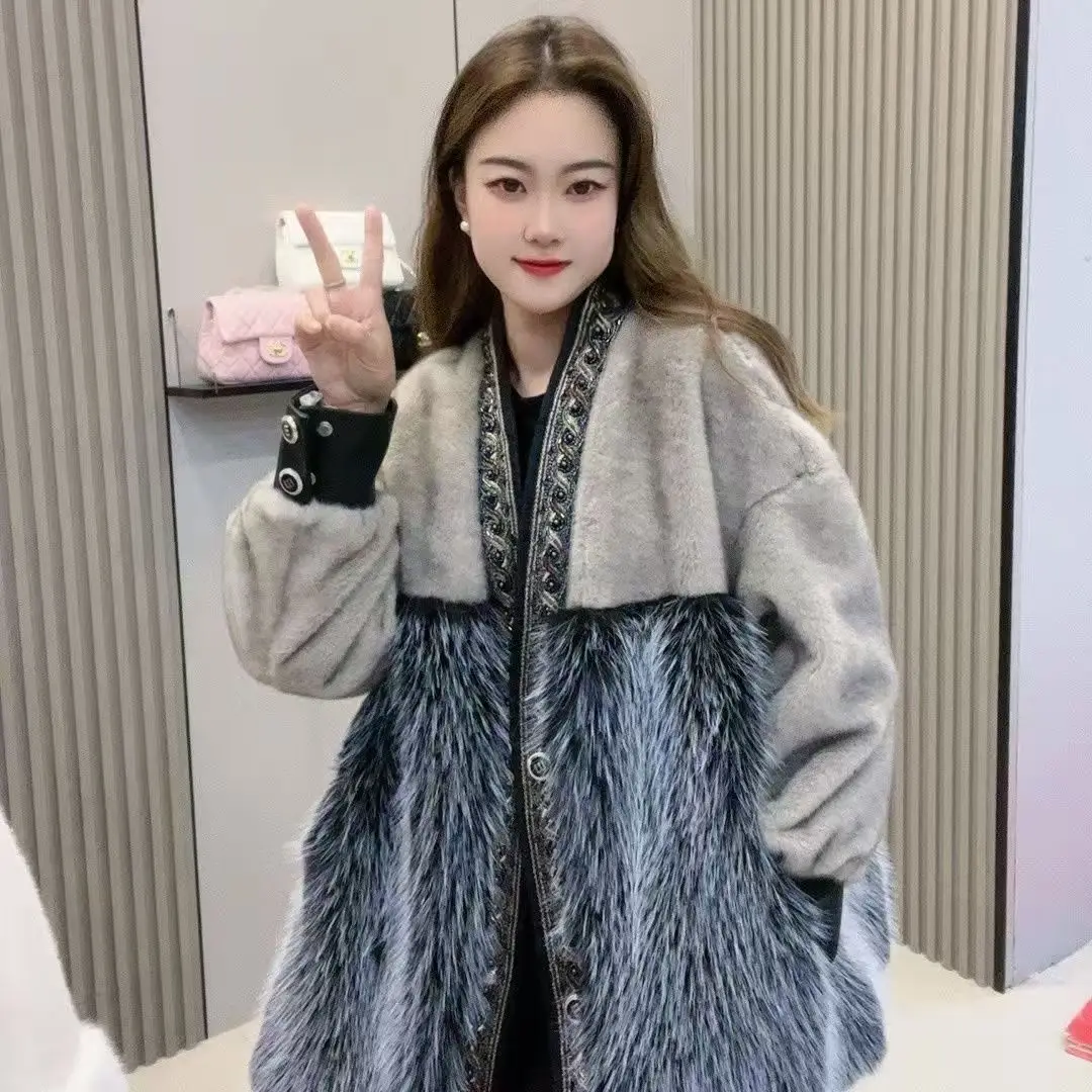 

2025 European Autumn and Winter Fur Coat for Women, Medium To Long Mink Fur Coat, Women's Imitation Winter New Style