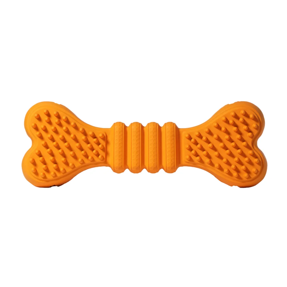 Funny Teeth Grinding Stick Toy Bite Resistance Toy Creative Bone Shaped Pet Molar Toy (Orange, Size L)