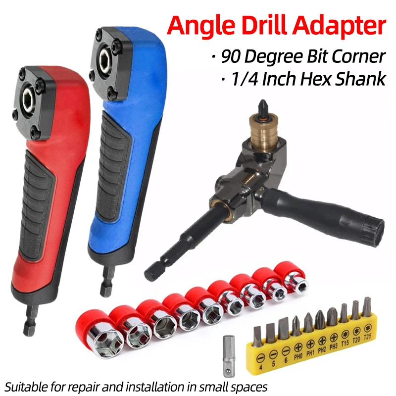 

90 Angle Screwdriver Set Socket Holder Adapter Adjustable Bits Drill Bit Screw Driver Tool Hex Bit Socket Slotted Phillips Bits