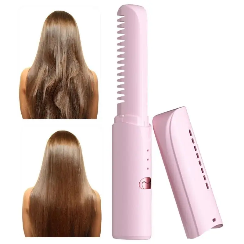 Hair Straightening Styler 3 Levels Temperature Wireless Hair Straightener Comb Electric Straight Hair Comb Cordless Electric