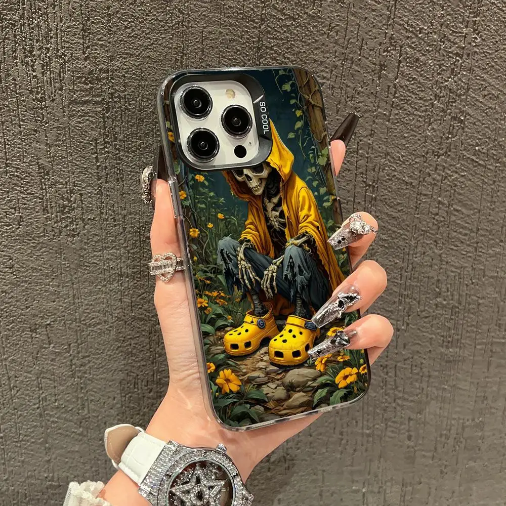 

Yellow flowers skulls Phone Case case for iPhone17 16 15 14 13 12 11 Pro/ Max/Plus shock-proof rear cover anti-fingerprint