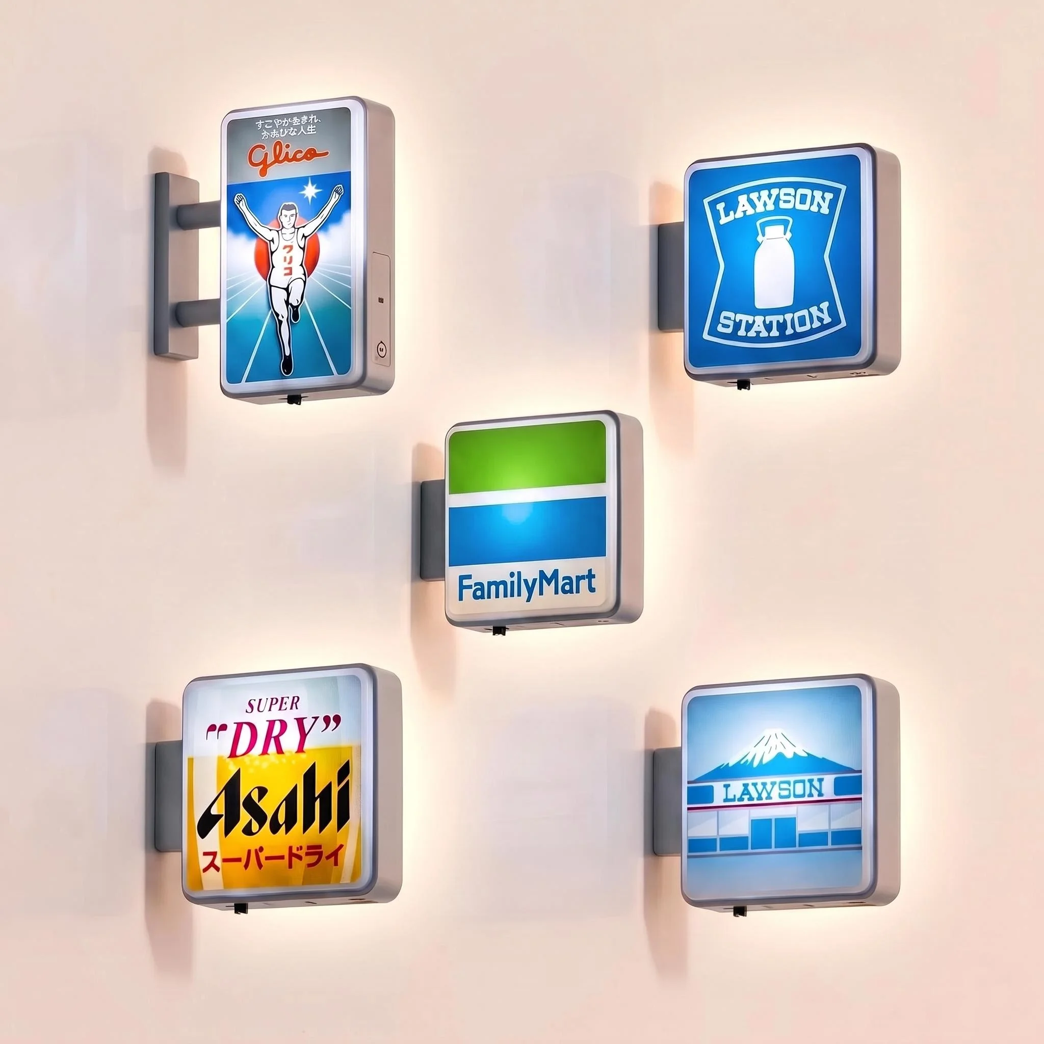 Dotonbori Glico Fuji Mountain Kawaguchiko Town Lawson Advertising Signboard Light Sign Check-in Refrigerator Magnet