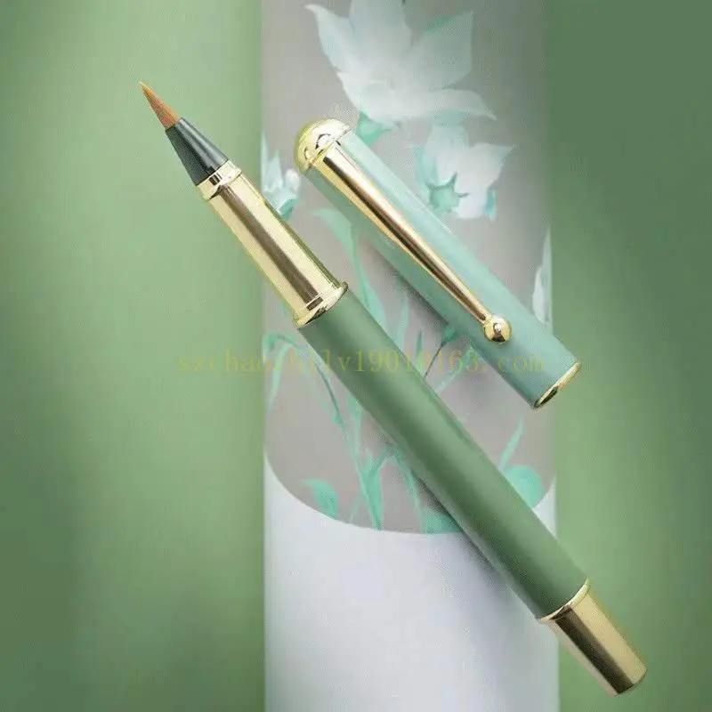 초보자 성인을위한 휴대용 금속 중국어 브러시 서예 펜 피스톤 충전, 어린이 서예 작은 일반 문자 쓰기