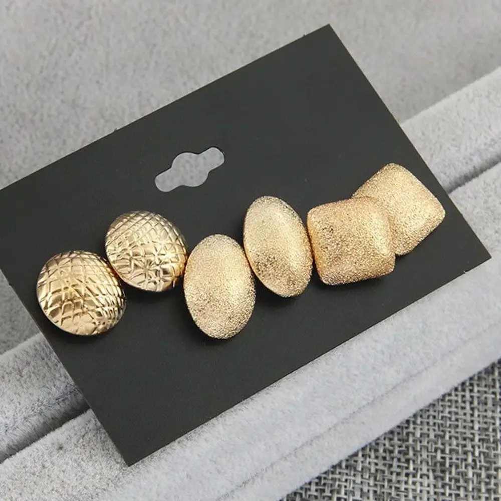 Retro Gold Color Wedding 3 Pairs/set Gift Scrub Earrings Set Fashion Accessories Ear Studs Jewelry