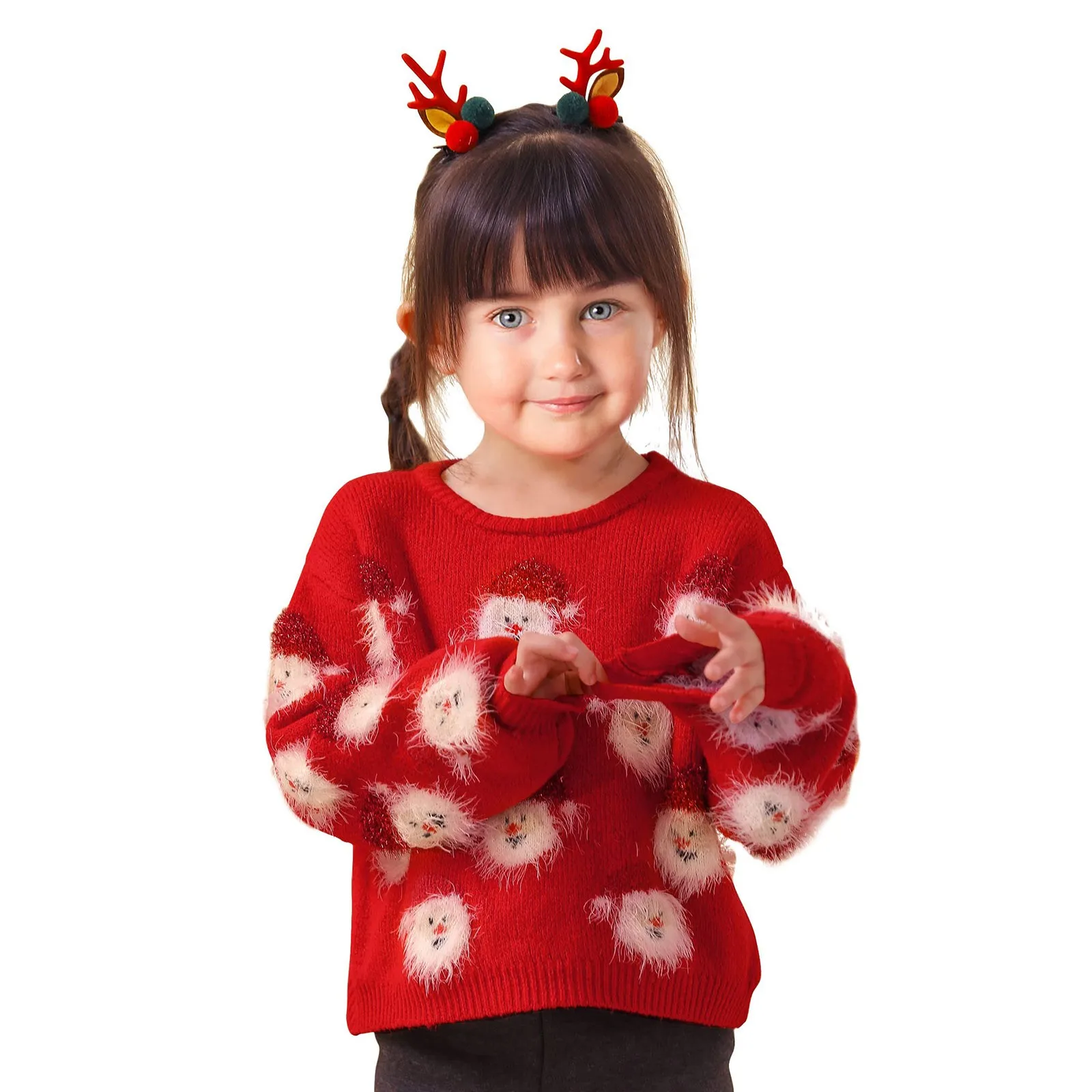 Girl Christmas Sweater Funny Santa Funny Xmas Holiday Party Knitted Pullover Baby Sweater Jumpsuit Toddler Sweatshirt Hoodie