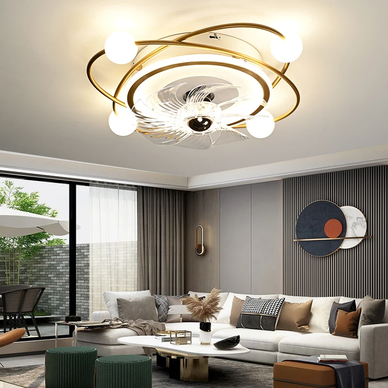 Modern Ceiling Fan With Led Light Home Living Room Bedroom Ceiling Lighting Remote Control App Adjustable 6 Fan Speed Fan Lights