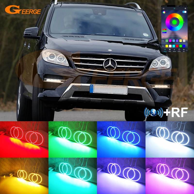 

For Mercedes Benz M Class W166 ML 2011-2015 BT App RF Remote Control Multi-Color Ultra Bright RGB LED Angel Eyes Kit Halo Rings