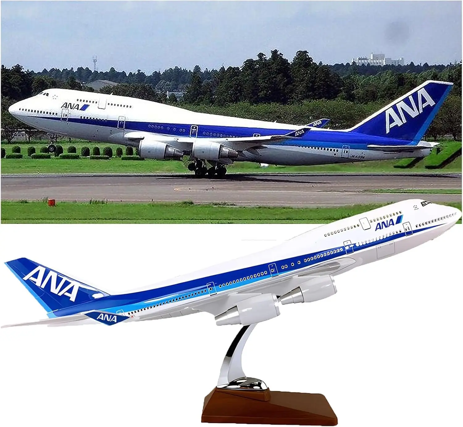 All Nippon Airways ANA Airline B747-400 1/150 Scale with Wheels ABS and Resin Material Aircraft Model Collector's Gift Ornaments
