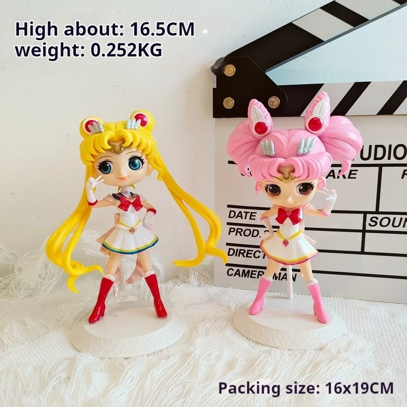 Cute Sailor Moon Anime Tsukino Usagi Chibiusa Action Figures Collection Model Toys Vehicle Cake Decoration Ornament Doll Gift