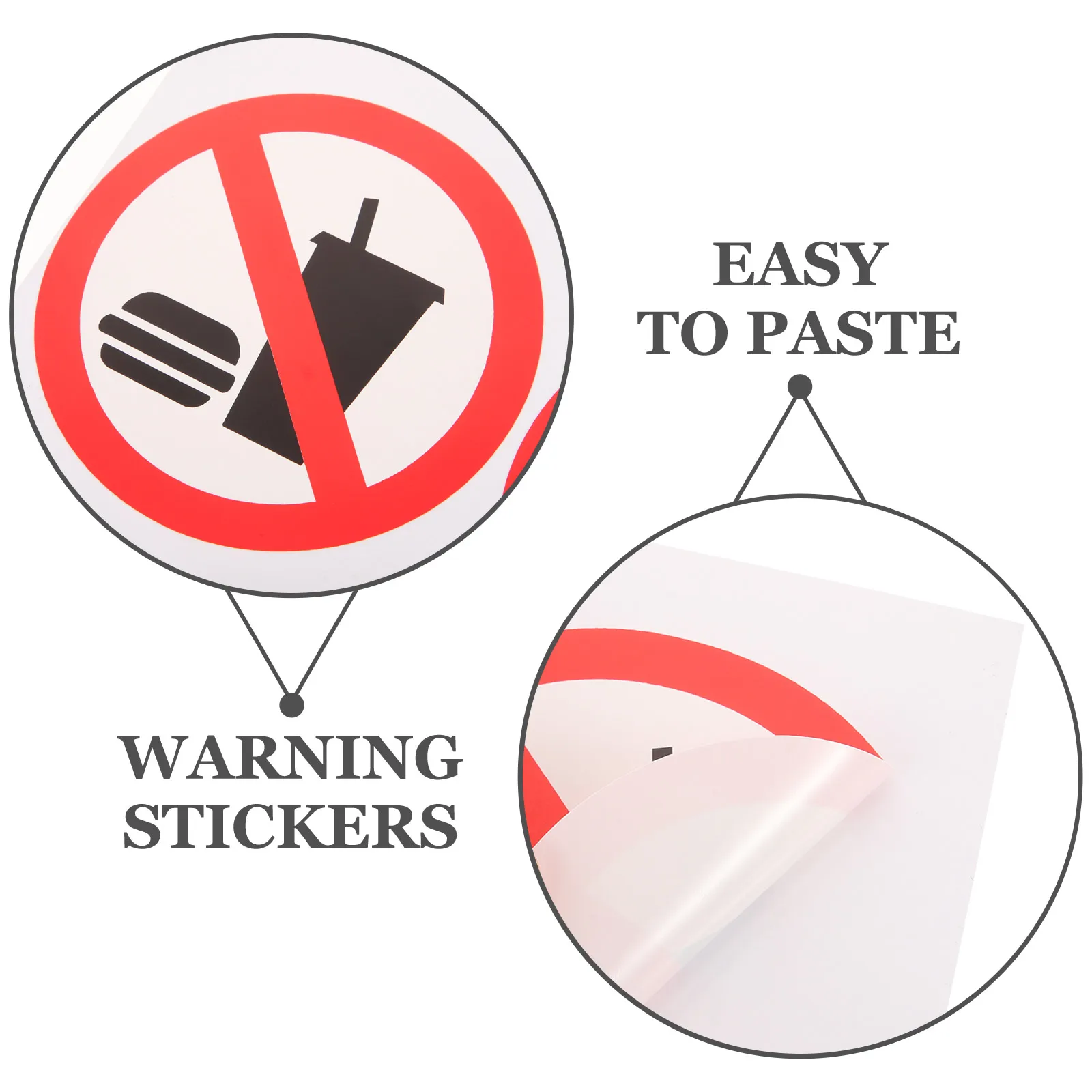 

4pcs Food Drink Stickers Self Adhesive Wall Signs for Office Business Warehouse Door Warning Sign Stickers Waterproof