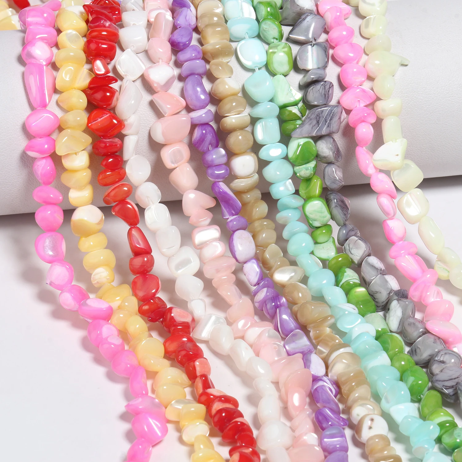 5-8mm Irregular Graval Shell Bead Dyed Mother of Pearl Shell Loose Beads for DIY Jewelry Making Bracelet Earrings 15\'\' Wholesale