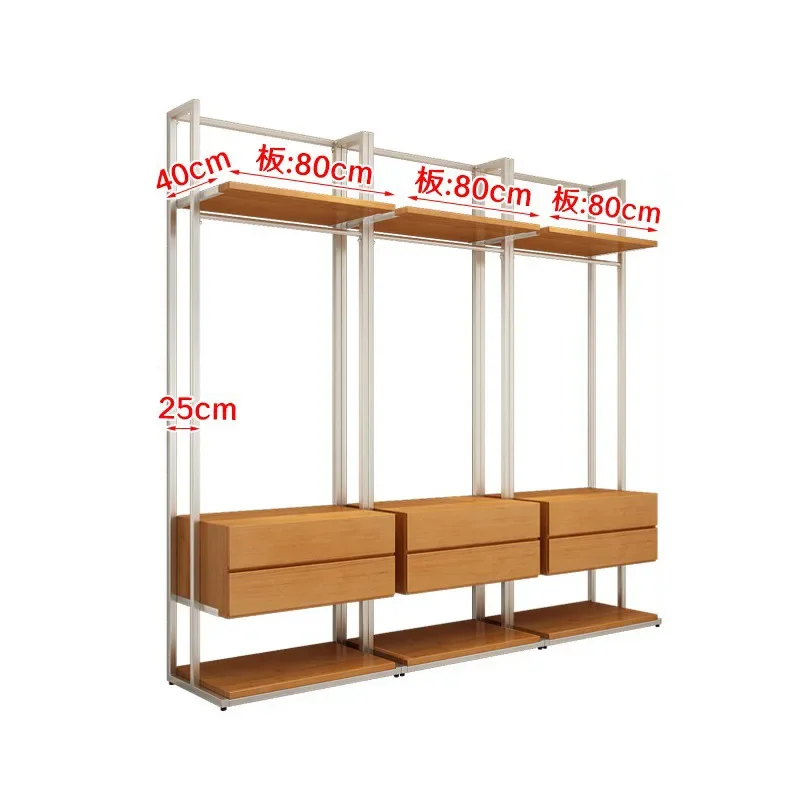 Metal wardrobe full wrought iron steel frame structure corner solid wood bedroom household cloakroom