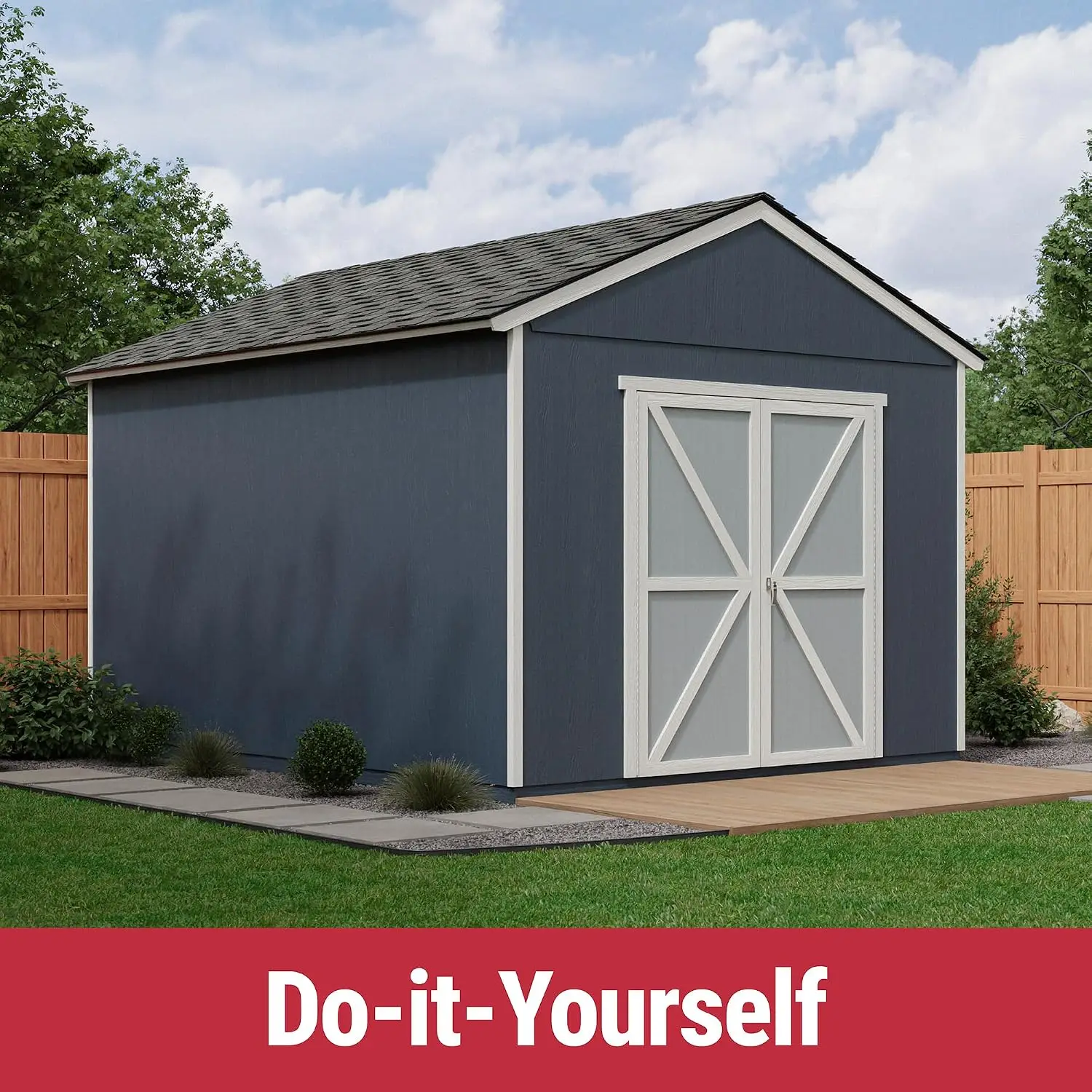 10x14 Wooden Storage Shed DIY Outdoor Garden Tool House Without Floor Kit Paint or Roofing Shingles, Customized