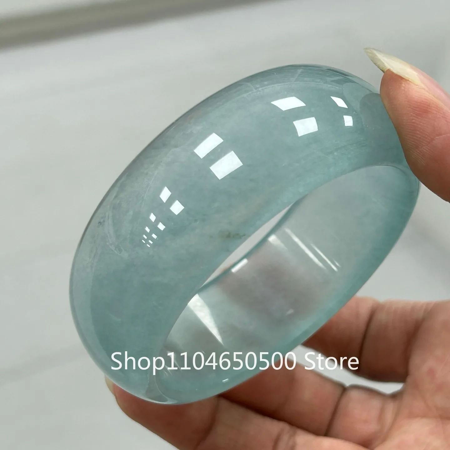 

Certified Natural ice oil green Myanmar Jade jadeite wide bracelets Bangle 61mm