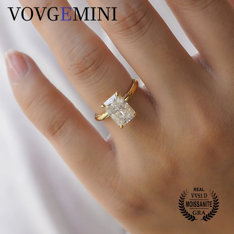 VOVGEMINI Real Moissanite Engagement Ring Genuine18 K Gold Woman Rings Jewelry 3ct 7*9mm Radiant VVS1 D Color Gemstones Anillos