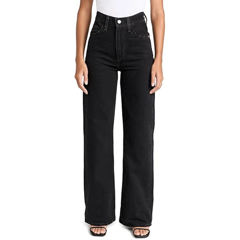 

Women High Waisted Wide Straight Leg Slimming Jeans Lady Summer Style Petite Slimming Dragging Pants Girls Black Pink Trousers