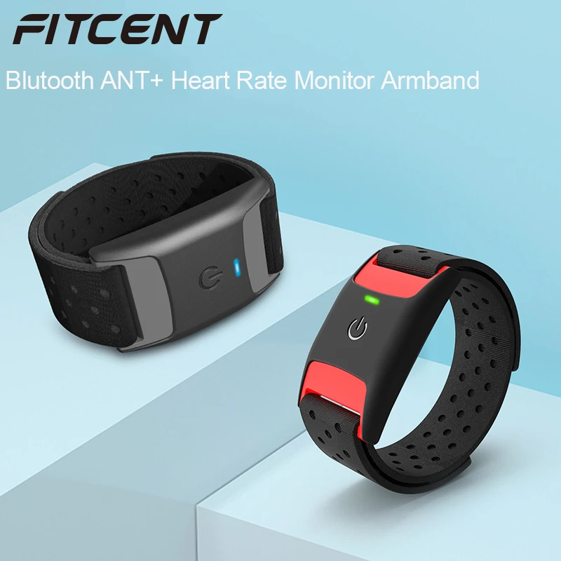 FITCENT ANT + Bluetooth 5.0 Heart Rate Monitor Armband, Rechargeable Optical HR Sensor for Polar Wahoo Garmin Bike Computer