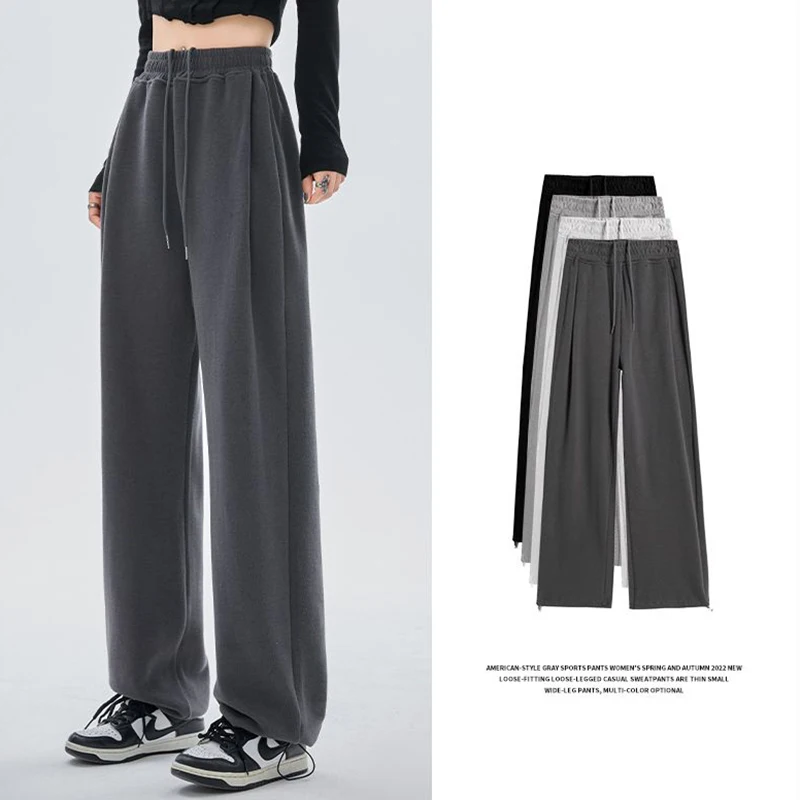 Heißer Verkauf Dame Baggy Dünne Jogger Jogginghose Mädchen Ins Mode Hohe Taille Hose Weibliche Kordelzug Gerade Bein Hosen