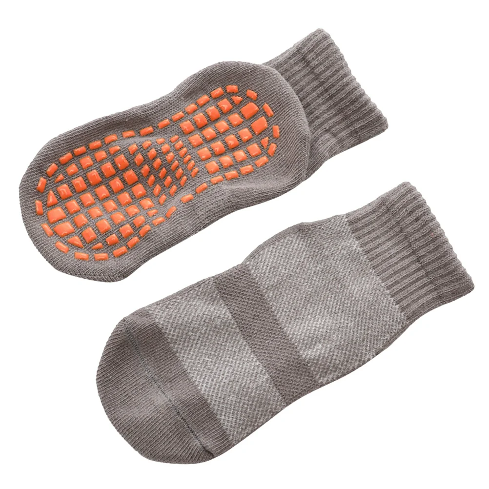

3Pairs Non-Slip Floor Socks Kids Warm S Size Grey Sole Dispensing Cotton Socks Indoor Safe for 1-4 Years Children Cotton Sock