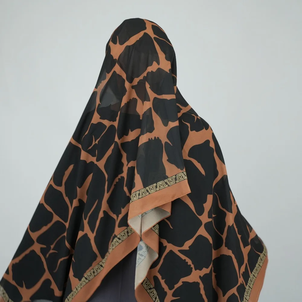 Hijab en mousseline imprimé géométrique pour femme Foulard noir et blanc Foulard africain Nouveau