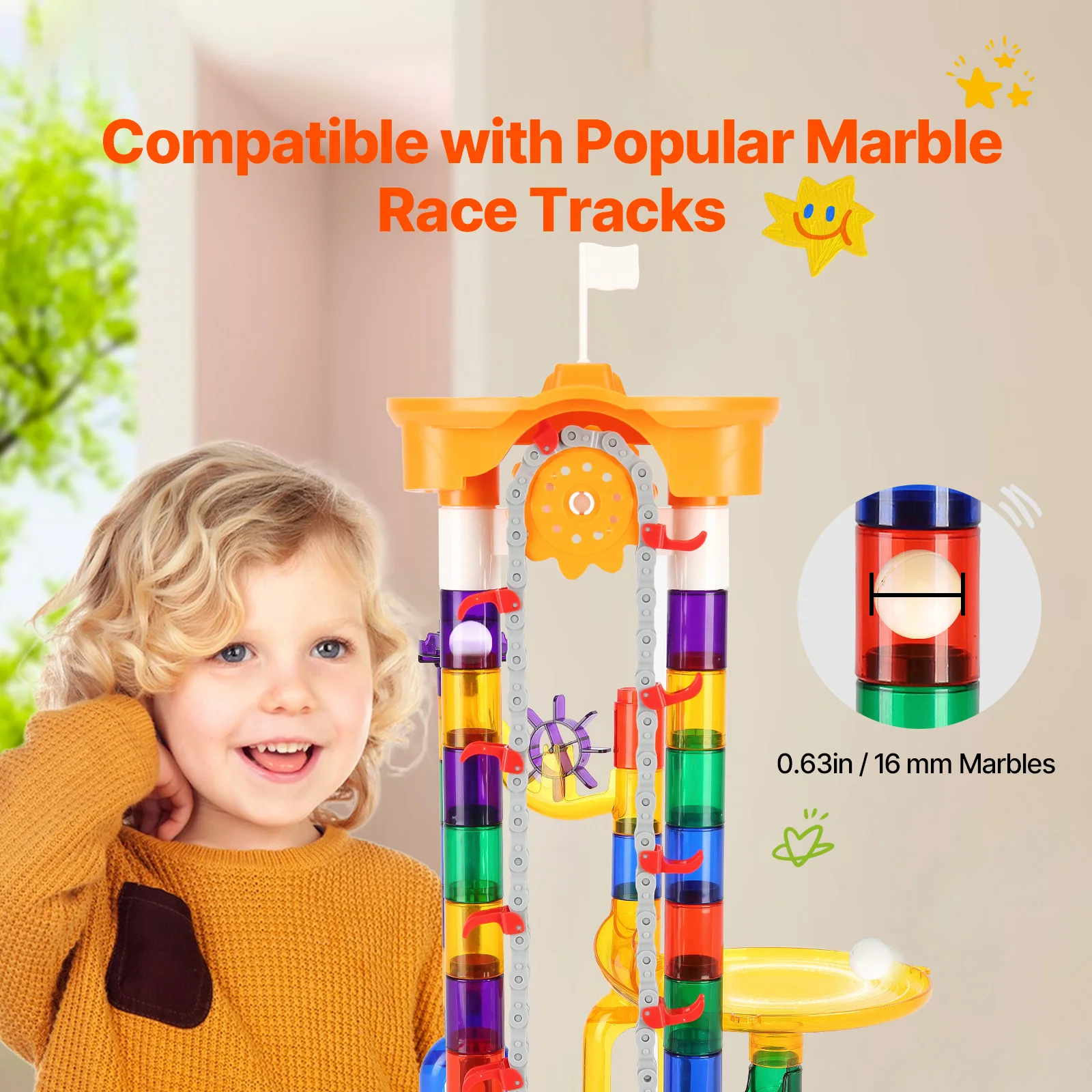 SucceBuy Marble Run Set 153 шт. с моторизованным лифтом и 30 пластиковыми шариками, мраморный лабиринт, строительный блок, гоночная дорожка для игры на мозг