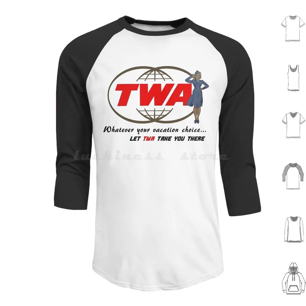 Was auch immer Sie für Ihren Urlaub entscheiden, Hoodie aus Baumwolle, langärmlig, Aviation Plane 707 Boeing Twa Company Us Usa Pan America Pan American