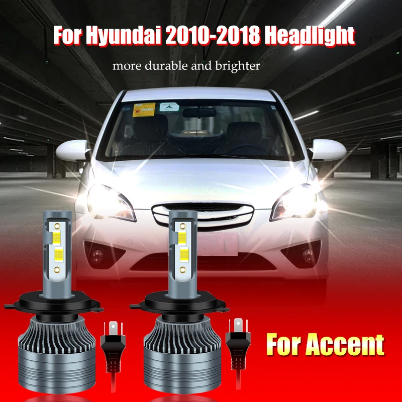 

2pc LED For Hyundai accent year （RB) 2010-2018 (Head Lamp) - Headlight 6000K Bulbs Kit Replace Halogen