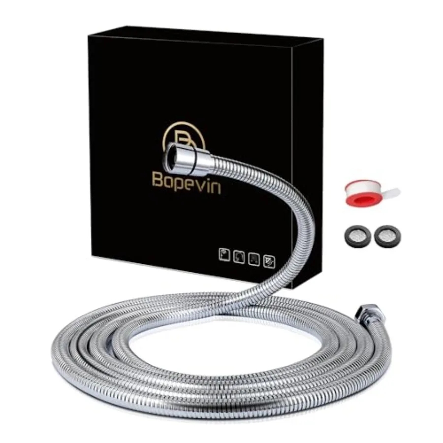 Stainless Steel Shower Hose Extra Long, 118 Inches Shower Head Hose Replacement, G1/2 Universal Brass Nut, Flexible Swivel Conn