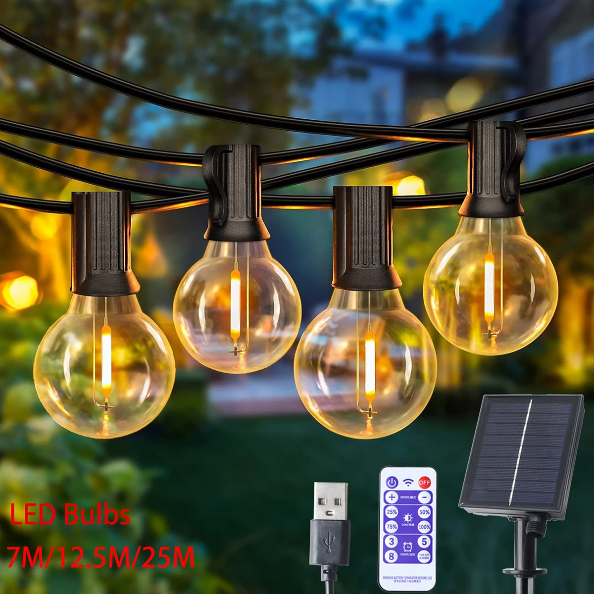 

Solar G40 Globe String Fairy Lights Festoon Patio Outdoor For Camping Birthday Party Garden Decor Garland Lamp Street Backyard