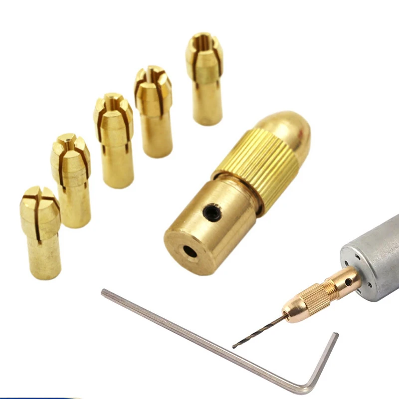 7 sztuk/zestaw 2/2.35/3.17mm mosiężna tuleja wiertarska Dremel Mini uchwyty wiertarskie do wału silnika elektrycznego wiertło narzędzie uchwyt wiertarski Adapter