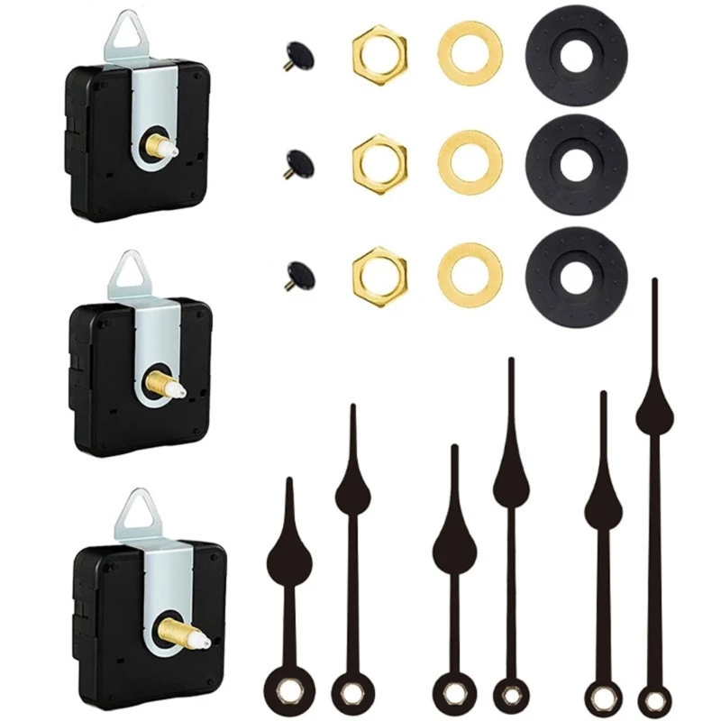 

Customizable 3Pcs Quiet Clock Movement Kits with 3 Pair of Different Hands Set