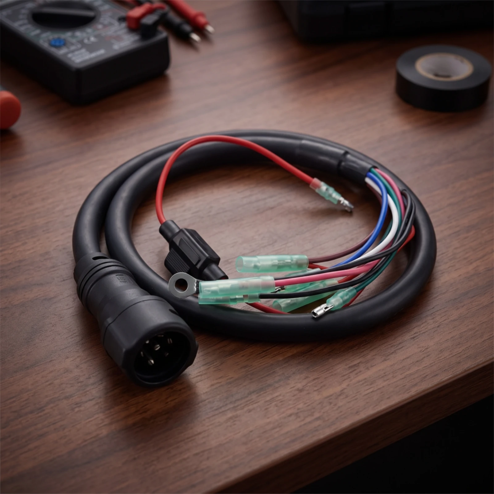 Outboard Wiring Harness Marine-Grade Wiring Harness with Connector Pre-Terminated Insulated for Boat Owners