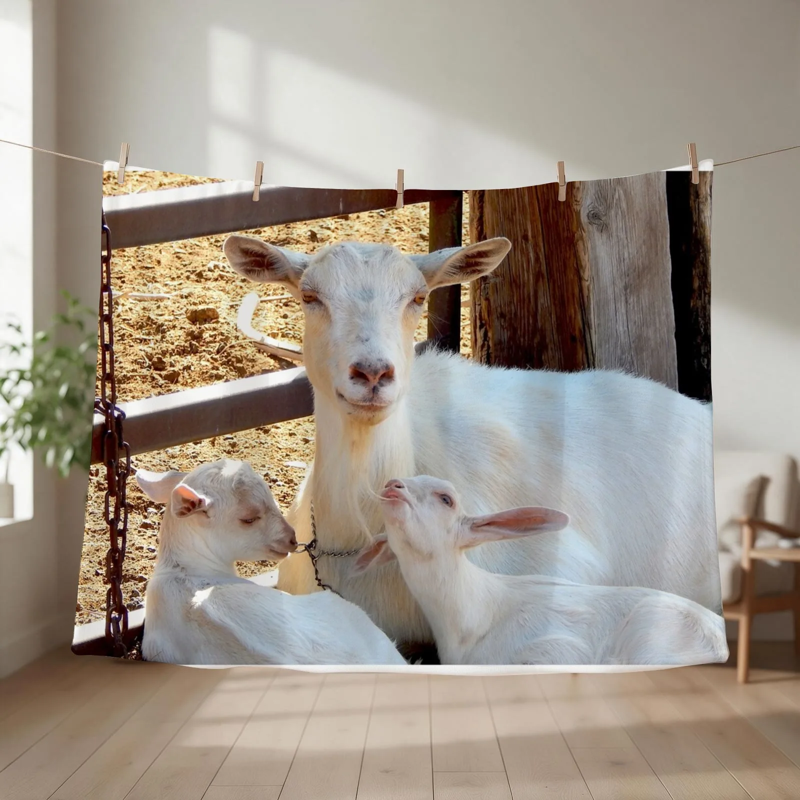 mamma and baby goats Throw Blanket heavy to sleep Plaid Shaggy warm winter Blankets