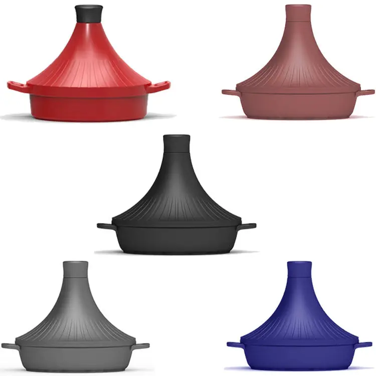 Ollas de cocina marroquíes Tagine de granito antiadherentes de aluminio fundido a presión minimalista moderno, utensilios de cocina seguros para horno Tajine de inducción de Gas