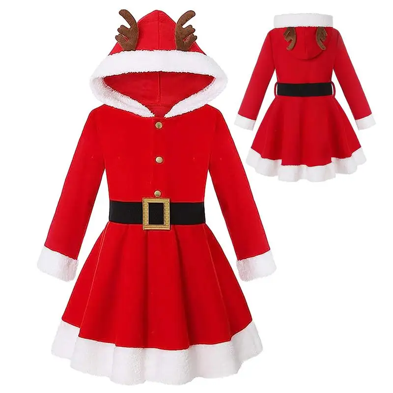 

Santa Claus Dress For Girls Christmas Costume Clothes Cosplay With Black Belt For Role Play Banquets Dress Up Prom Performance